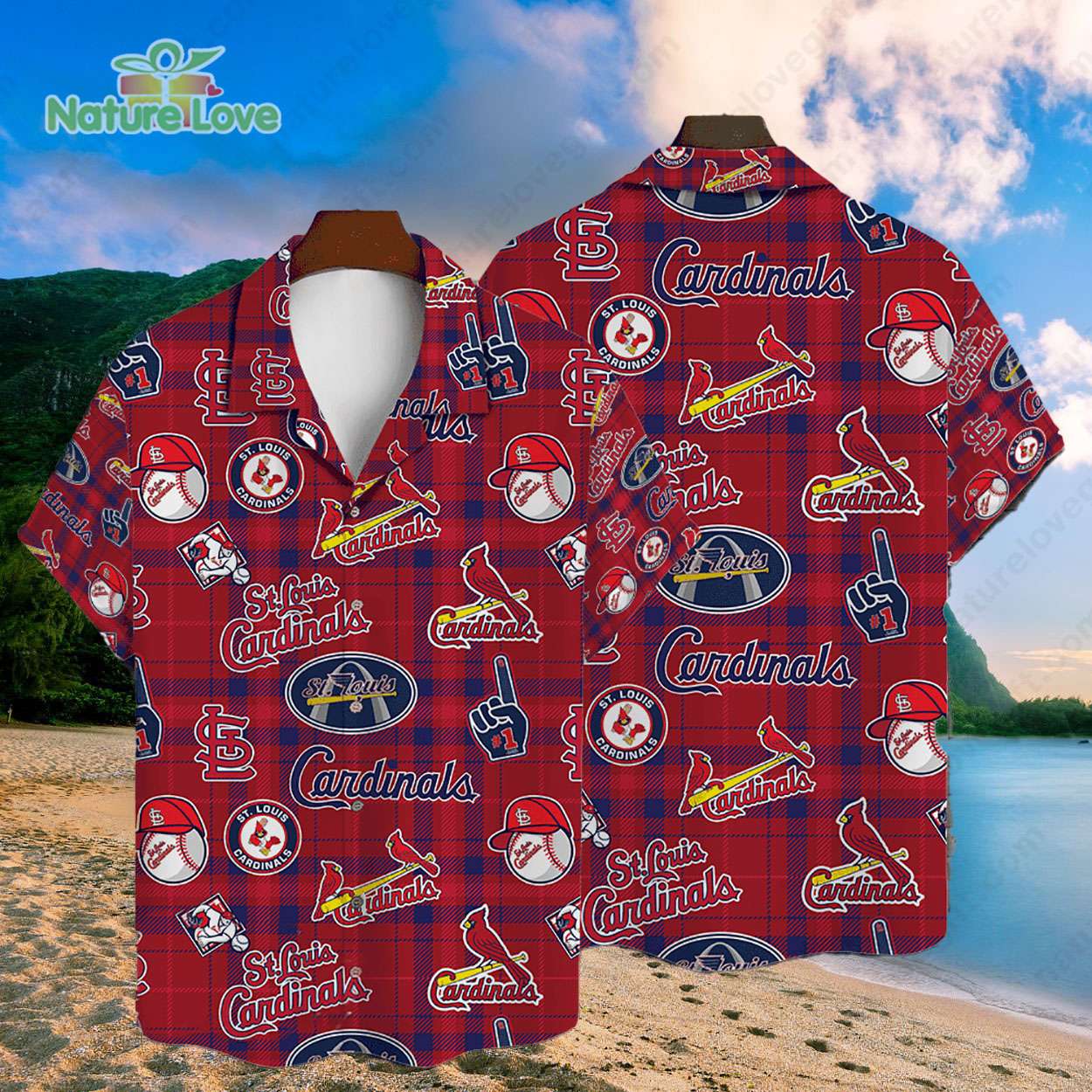 St. Louis Cardinals Logo Checkered Red MLB Hawaiian Shirt