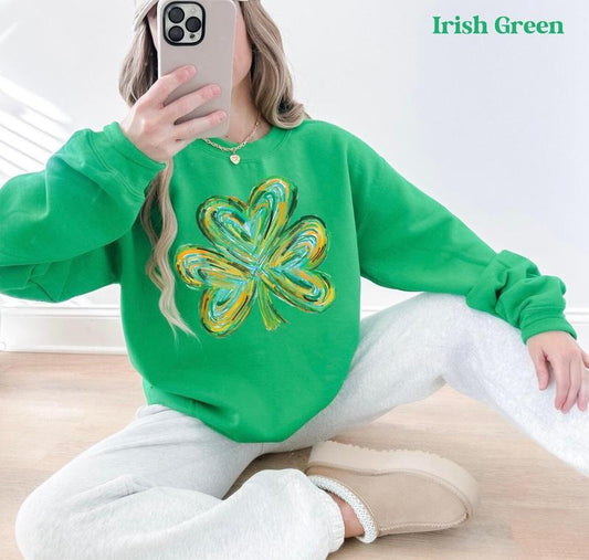 St Patrick's Four Leaf Clover Sweatshirt, Watercolor St Patrick Shirt, Vintage Retro St Patrick's Day, Shamrock Sweatshirt ,Gift For St. Patrick's Day 2025 Shirt