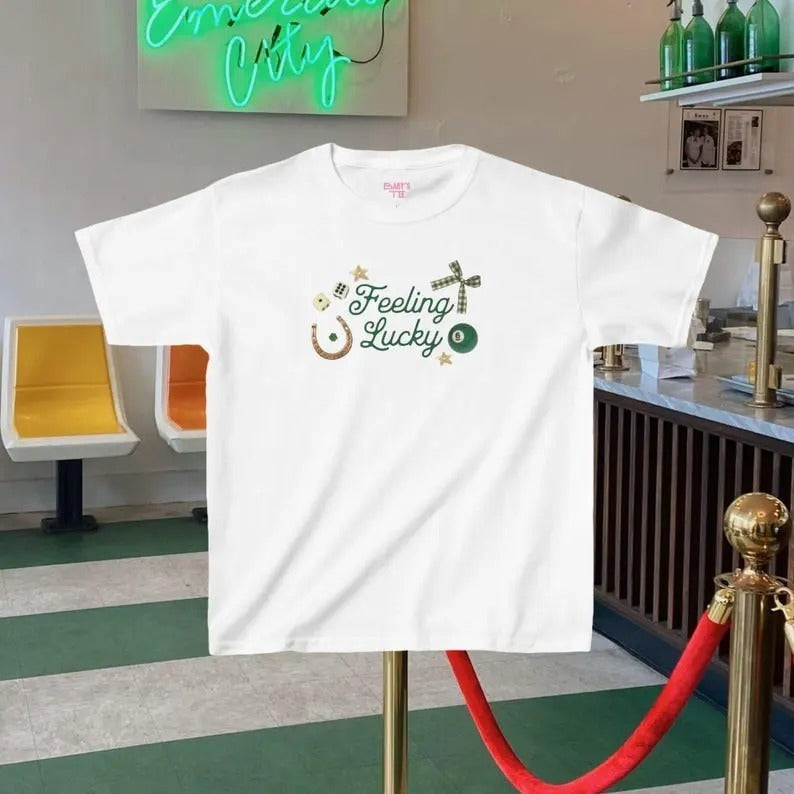 St Patricks Day Baby Tee, St Patty's Day Shirt, Lucky 7 Shirt, Y2K Baby Tee, Lucky Shirt, 90s Baby Tee, Coquette Shirt...