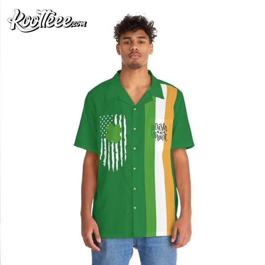 St Patrick’s Day Irish at Heart Lucky Four Leaf Hawaiian Shirt