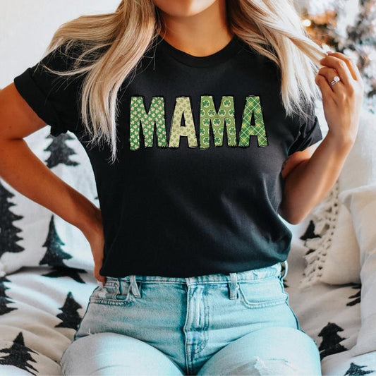 St Patricks Day Mama T-Shirt, Lucky Mama Shirt, Retro Shamrock Mama Tee, Womens St Patricks Day Tee, Gift Shirt For Mama,...