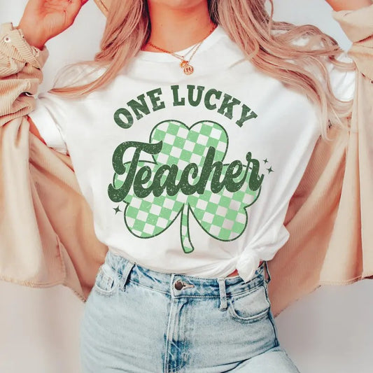 St Patricks Day Teacher Shirt, St Pattys Preschool Teacher, Retro Teacher Shirt, Lucky Teacher Outfit, Teacher Tee Casual...