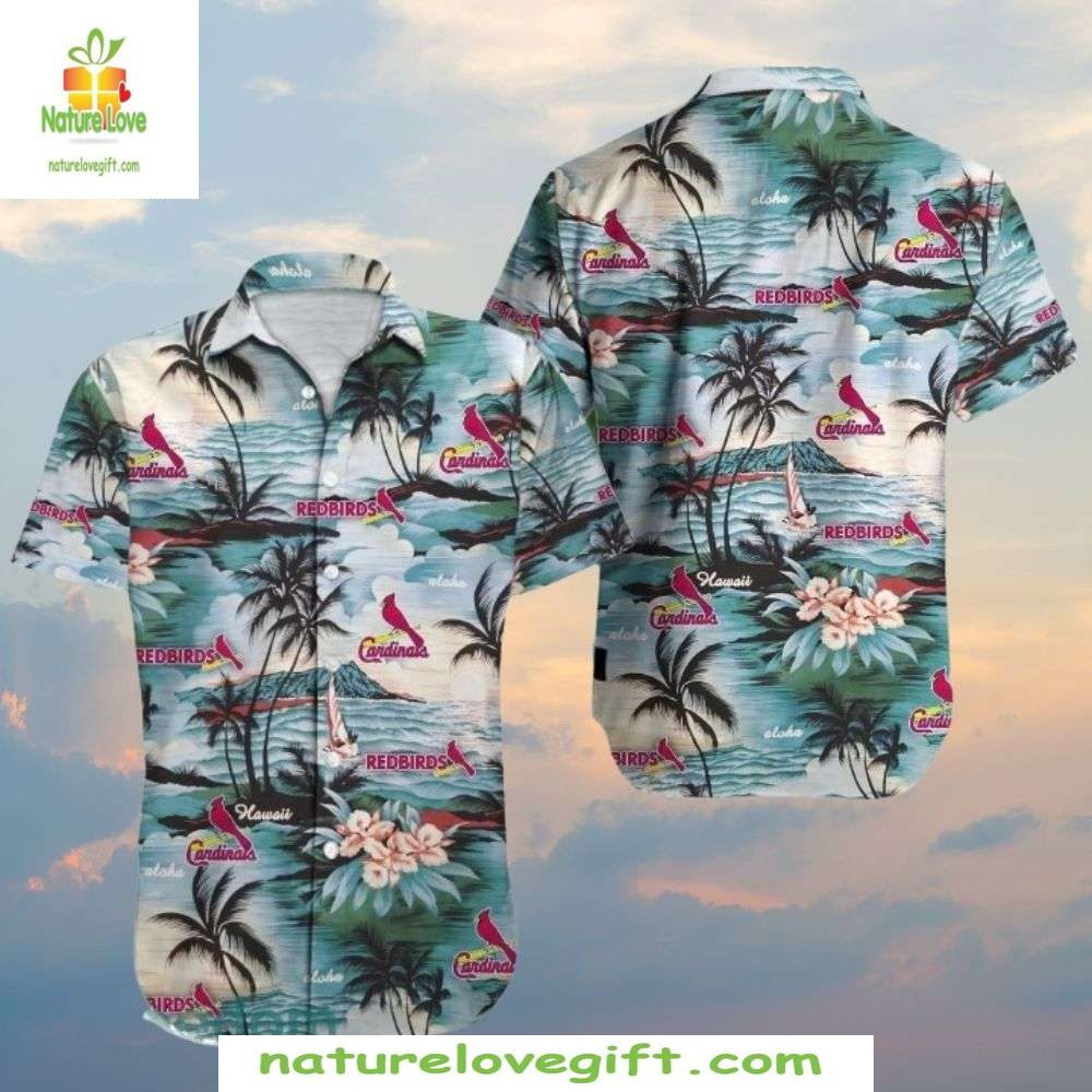 St Louis Cardinals Hawaiian Shirt Aloha Palm Sunset MLB Baseball Shirt