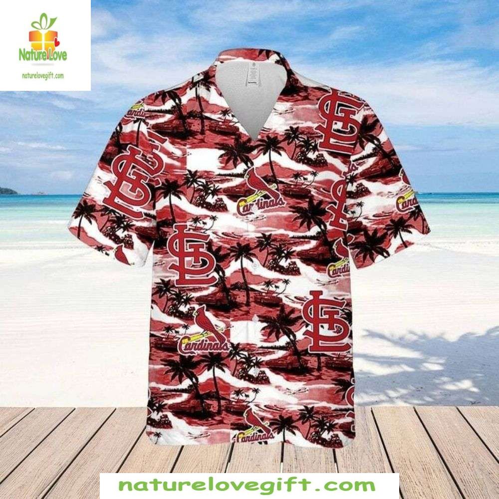 St Louis Cardinals Hawaiian Shirt Sunset Palm Silhouette MLB Baseball Apparel