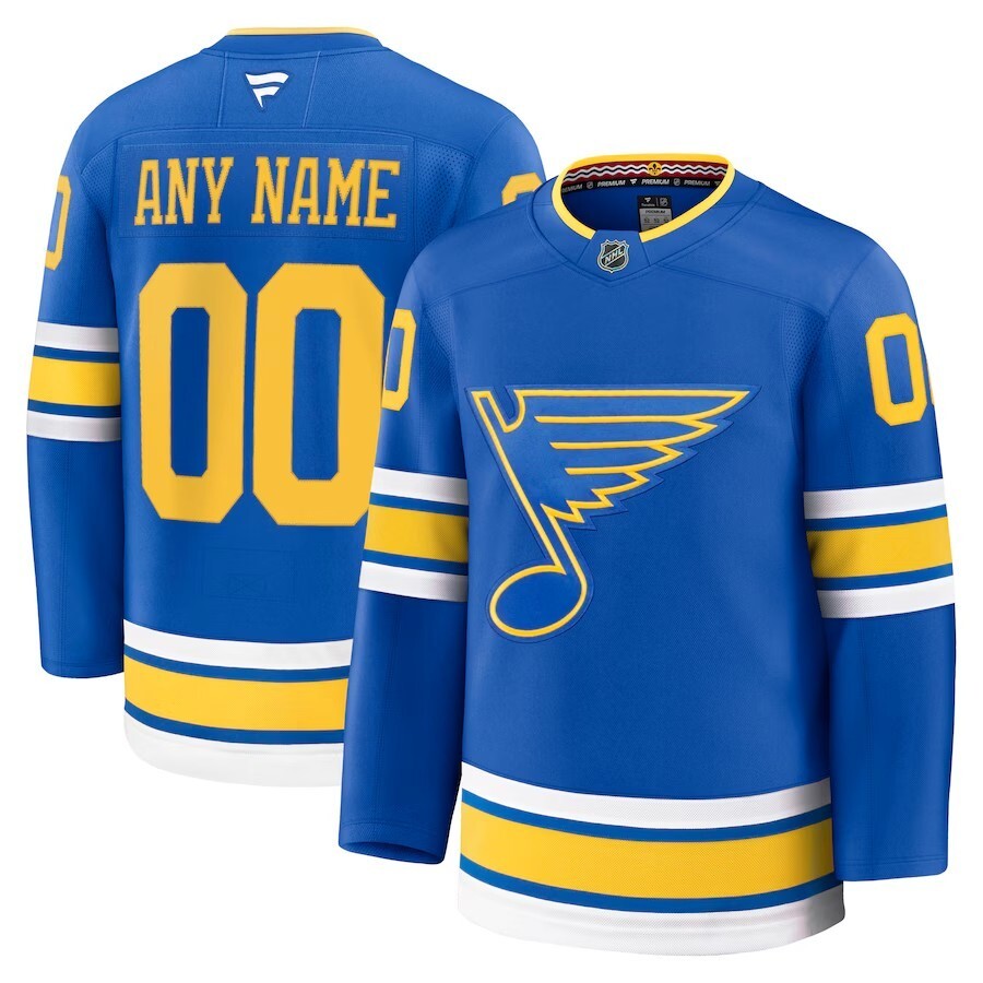 St. Louis Blues Fanatics Home Premium Custom Jersey - Blue Style 1