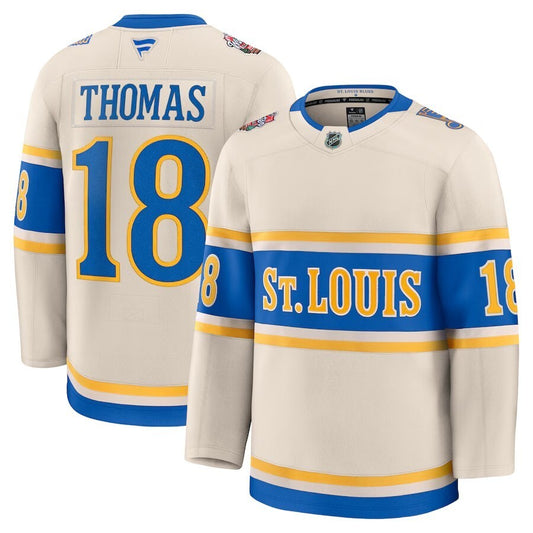 St. Louis Blues #18 Robert Thomas 2025 NHL Winter Classic Premium Player Jersey - Cream
