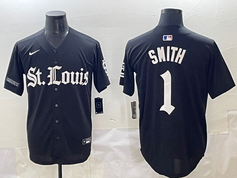 St. Louis Cardinals #1 Ozzie Smith Red 5 Collaboration Style 2