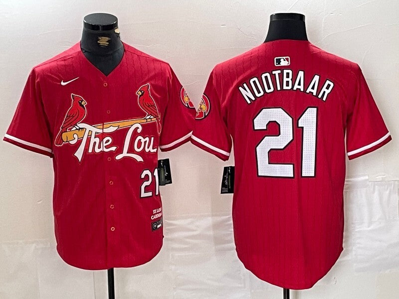 St. Louis Cardinals #21 Lars Nootbaar Red City Adult
