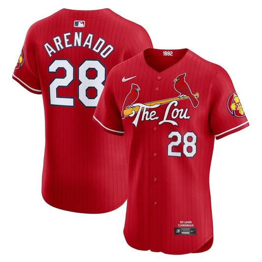 St. Louis Cardinals #28 Nolan Arenado 2024 City Connect Elite Player Jersey - Red