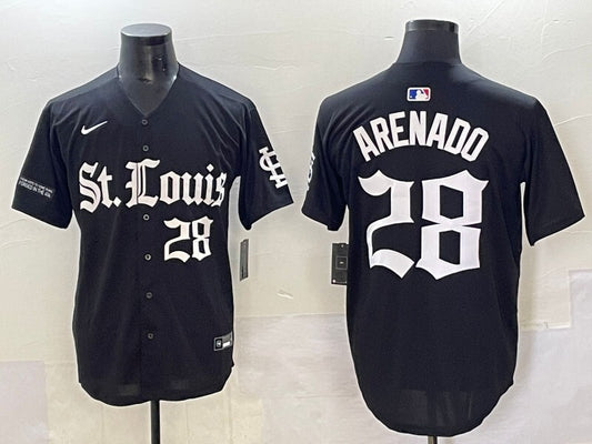 St. Louis Cardinals #28 Nolan Arenado Red Black 5 Collaboration Style 1