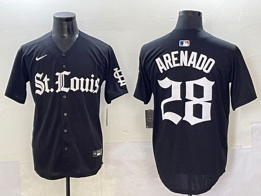 St. Louis Cardinals #28 Nolan Arenado Red Black 5 Collaboration Style 3
