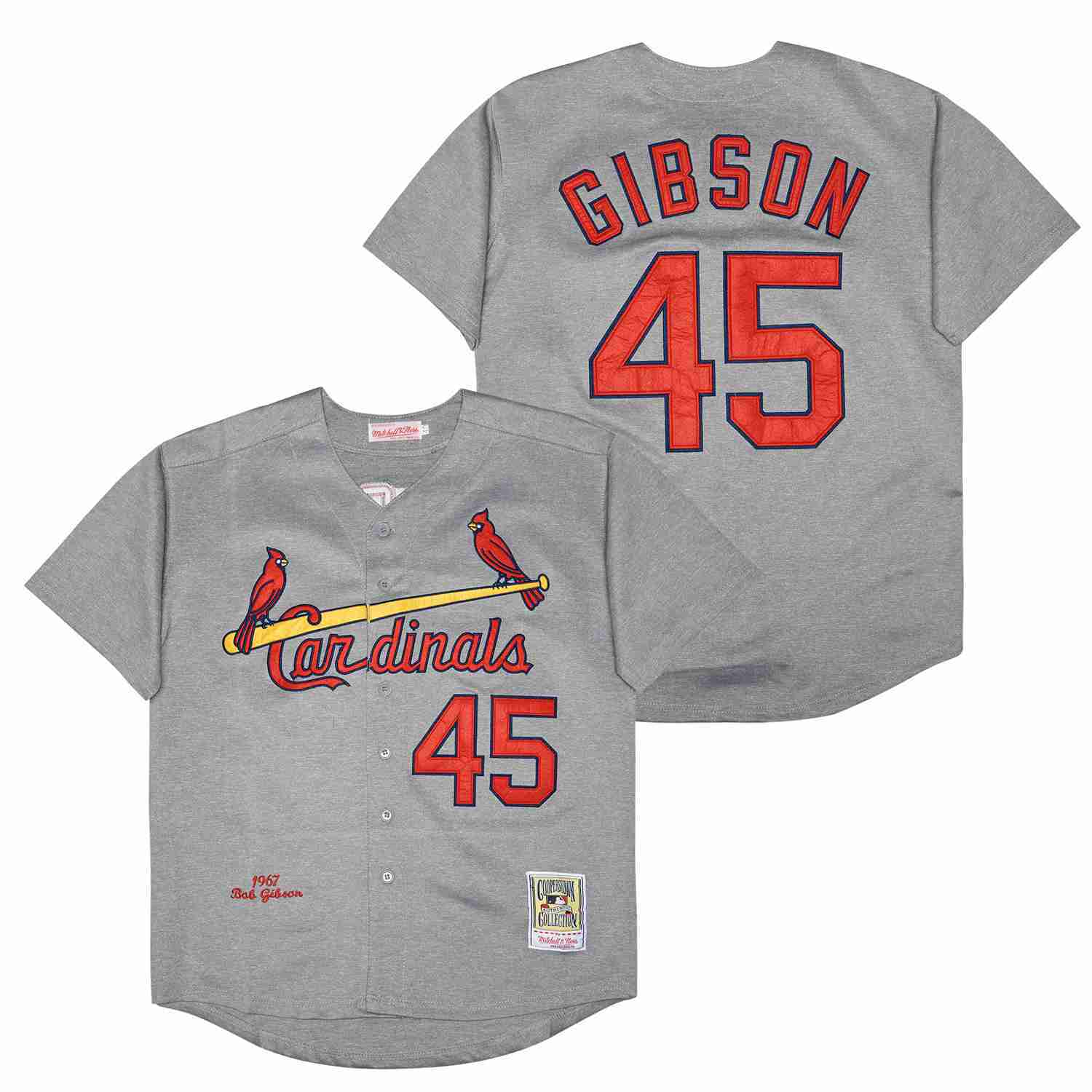 St. Louis Cardinals #45 Bob Gibson Cardinals 45 Hemp Gray 1967 Retro