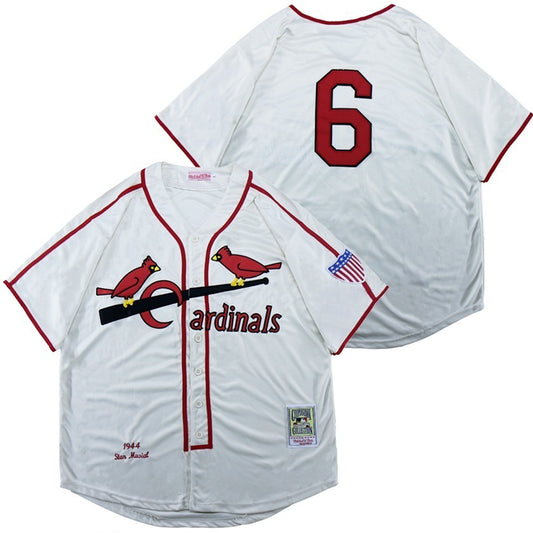 St. Louis Cardinals #6 Stan Musial Cardinals 6 Off-White 1944 Retro Style 2