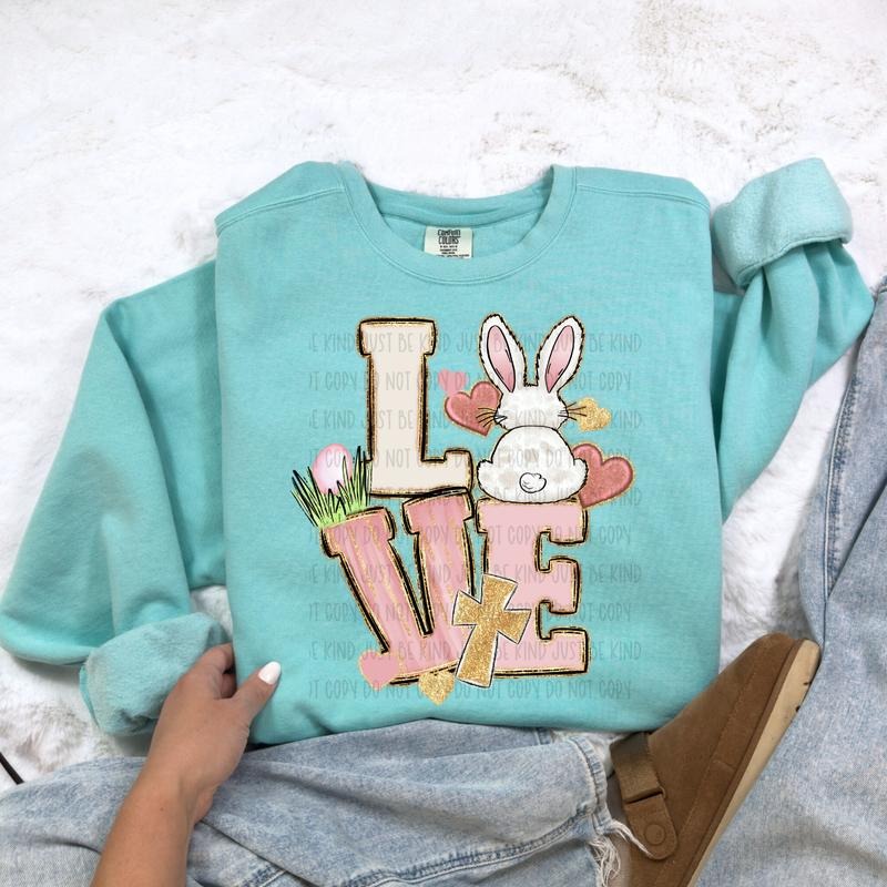Stacked Love Bunny DTF Transfers - THIS IS NOT A SHIRT Hoodie, Sweatshirt | InkThreadWorks.com
