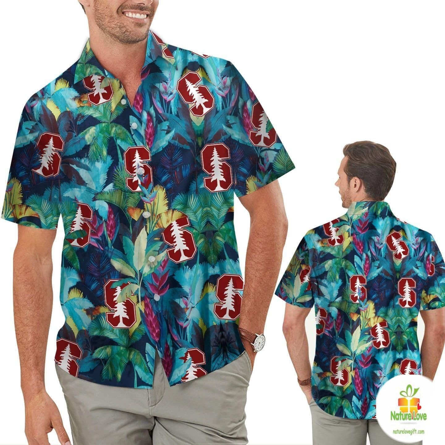 Hawaiian Shirt Floral Tropical for Men Women Kids Stanford Cardinal