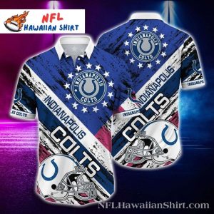 Star-Spangled Indianapolis Colts Charge - Vibrant Helmet Splash Hawaiian Shirt