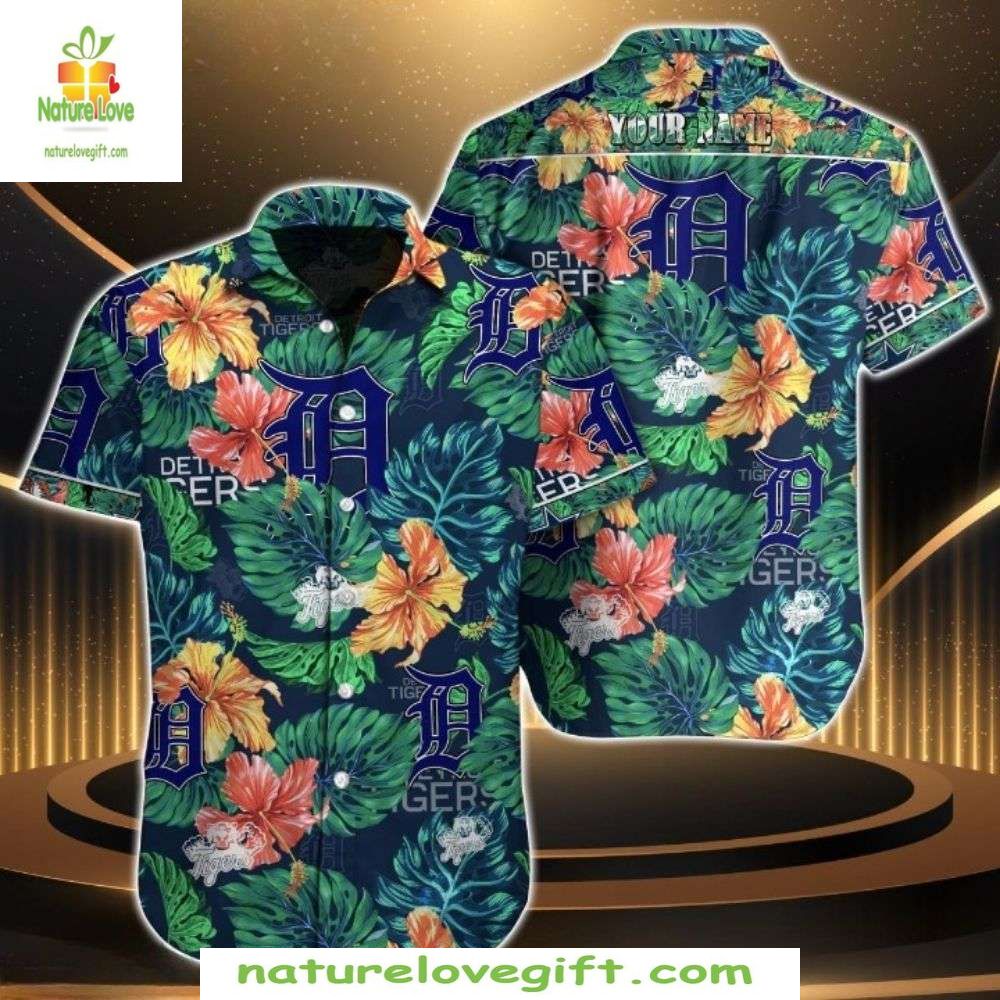 Detroit Tigers Hawaiian Shirt Starlit Jungle MLB Baseball Aloha Shirt