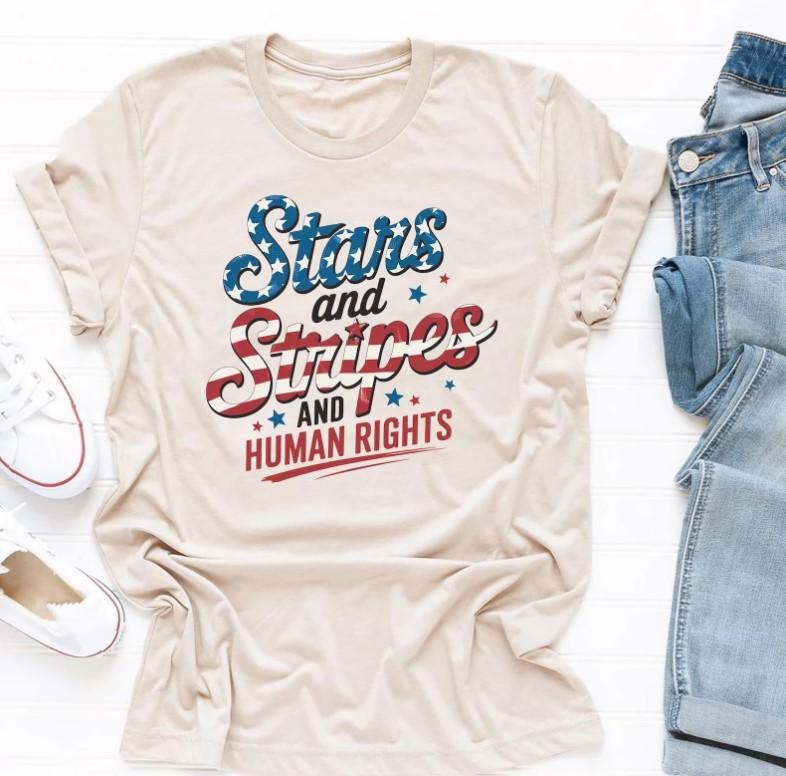 Stars And Stripes And Human Rights Shirt, Retro 4th Of July Shirt, Women Feminist Fourth Of July T-Shirt, Girls Will Be...