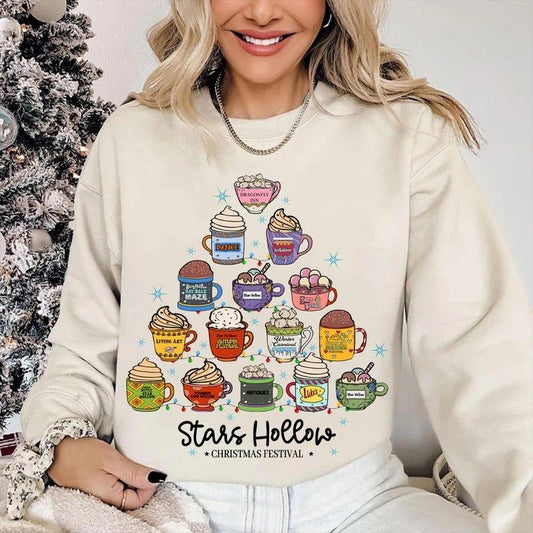 Stars Hollow Coffee Cup Christmas Festival Sweatshirt, Retro Stars Hollow Gilmore Girls Christmas Luke's Diner Coffee...