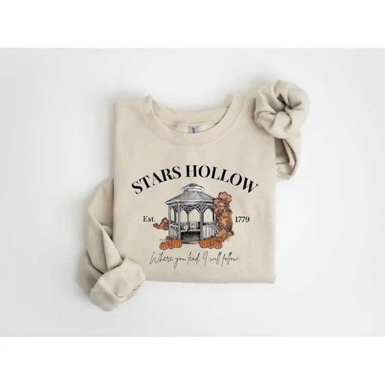 Stars Hollow Sweatshirt, Stars Hollow Where You Lead I Will Follow Shirt, Vintage Style Lukes Diner Sweatshirt Hoodie
