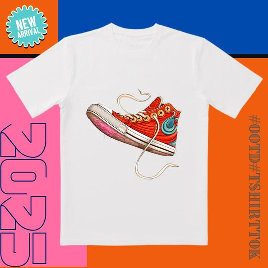 Statement sneaker graphic on T-shirt-your new OOTD essential!