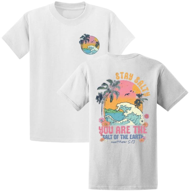 Stay Salty Shirt, Retro Summer Sweatshirt, Christian, Bible Verse T-shirt, Beach Themed Shirts, Holiday Vacation...
