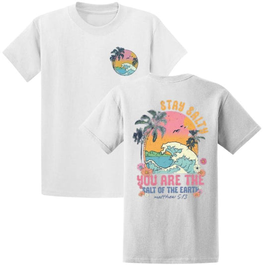 Stay Salty Shirt, Retro Summer Sweatshirt, Christian, Bible Verse T-shirt, Beach Themed Shirts, Holiday Vacation...