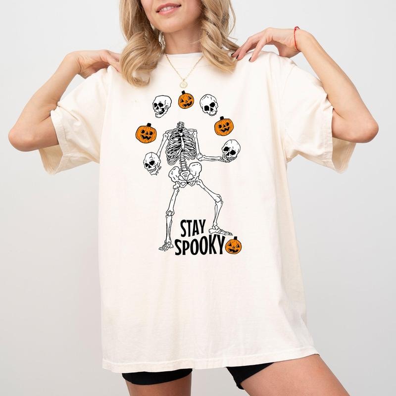 Stay Spooky, Skeleton, Ghost, Funny, Witch, Aesthetic, Meme, Halloween, Spooky, Costume, Tshirt, Women's, Comfort Colors Tee, Spooky, Tshirt, Witch, Pumpkin, Ghost, Skeleton