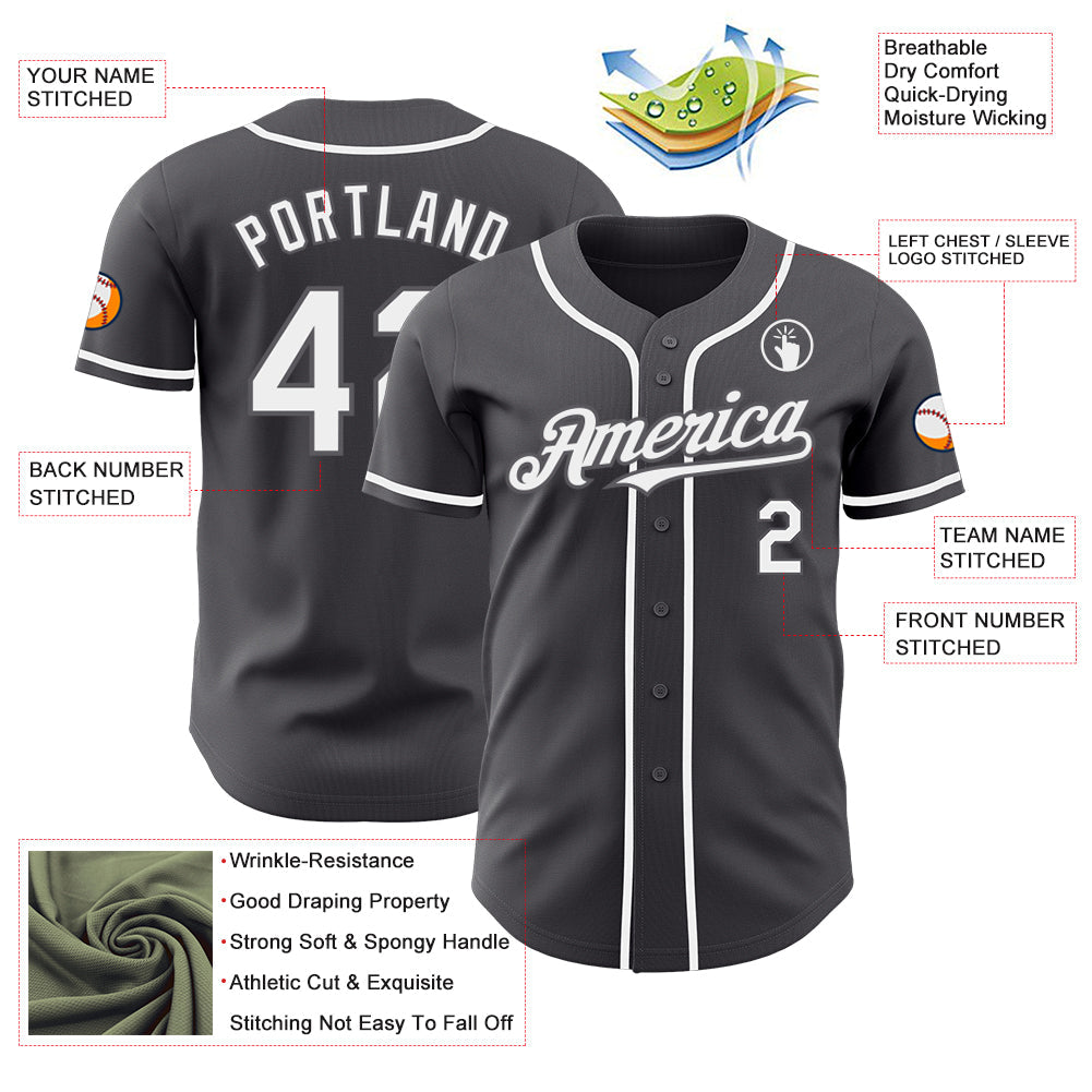 Custom Steel Gray White Authentic Baseball Jersey