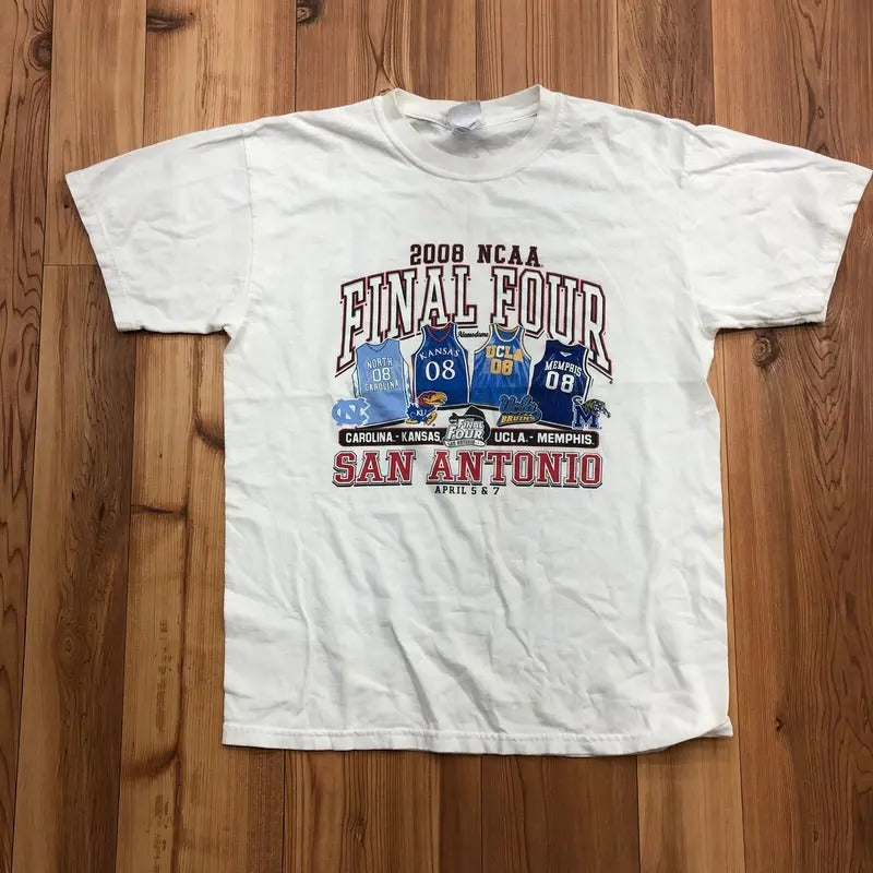 Step Ahead White Graphic 2008 NCAA Final Four T-shirt Classic Cotton Menswear Top Embroidered Hoodie Spandex Sport Stretch Sweatshirt