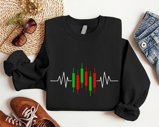 Stock Trader Sweatshirt, Trading Heartbeat Hoodie, Gift Sweater For Investor, Trader Birthday Sweatshirt, Unisex Financial Planner Sweatshirt, Exchange Hoodie.