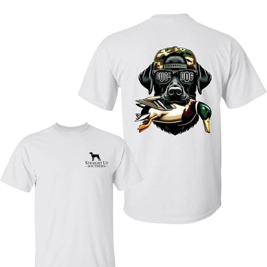 Straight Up Southern Duck Dog T-Shirt , Black Lab Hunting Graphic Tee,  Outdoor Apparel