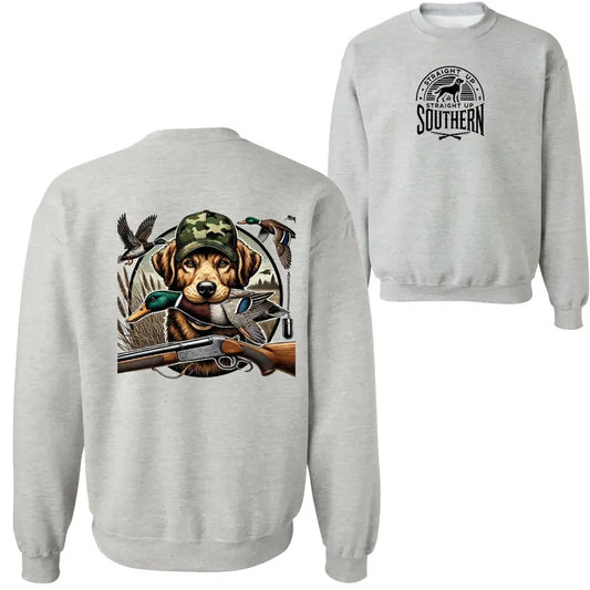 Straight Up Southern Duck Hunting Hoodie - DRG Camo Hunting Dog Graphic, Cozy and Stylish Sweatshirt for Outdoor Enthusiasts and Hunting Fans