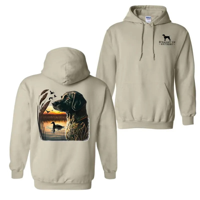 Straight Up Southern Hoodie Sweatshirt T-Shirt, Featuring A Hunting Dog And Sunset Scene, Casual Wear For Men And Women,...