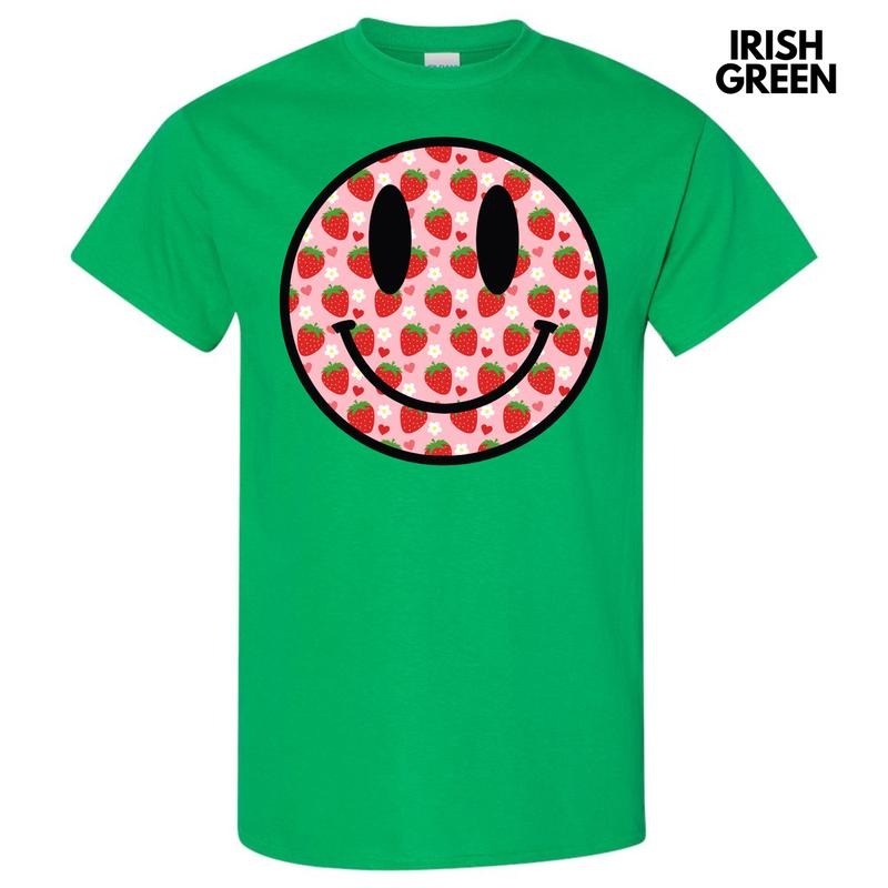 Strawberry Happy Face Gildan Short Sleeve T-Shirt Hoodie, Sweatshirt | InkThreadWorks.com