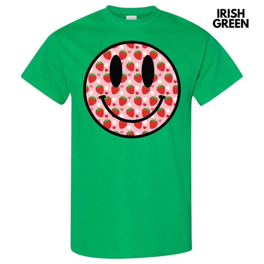 Strawberry Happy Face Gildan Short Sleeve T-Shirt Hoodie, Sweatshirt | InkThreadWorks.com