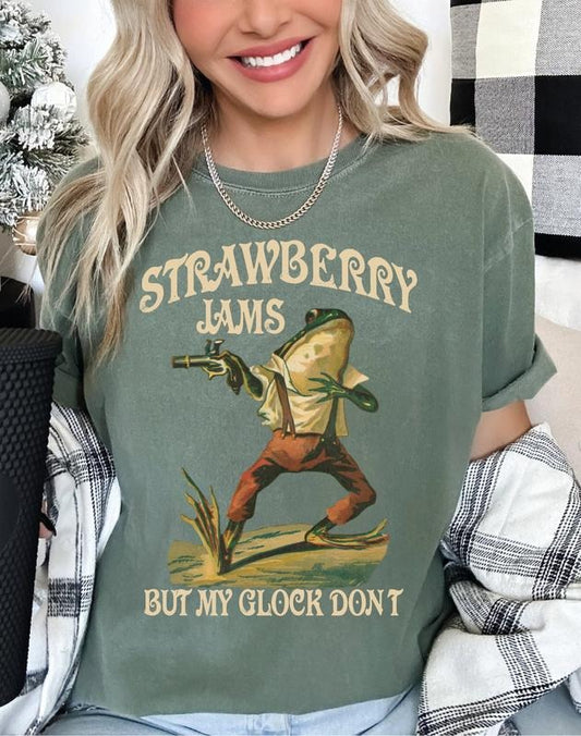 Strawberry Jams But My Glock Don't  Tee Shirt , Funny Frog T-Shirt, Funny Meme T-Shirt Hoodie, Sweatshirt