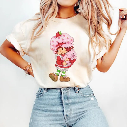 Strawberry-Shortcake-Custard-71-Shirt, y2k clothing Streetwear Womenswear Comfort Top Cotton Hoodie, Sweatshirt