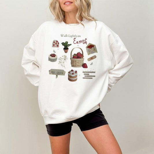 Strawberry Sweatshirt, Women Cottagecore Hoodie, Strawberry Women's Sweatshirt, Gift For Gardener, Graphic Shirt, Trendy Crewneck