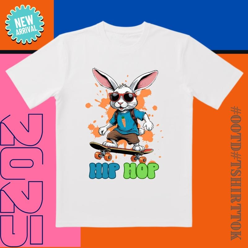 Skateboard Bunny Boom! 'Neon Collision' Tee |   3D Cut & Hip Hop Graphics |   Must-Have for Skate Parks/Date Nights/Streetwear