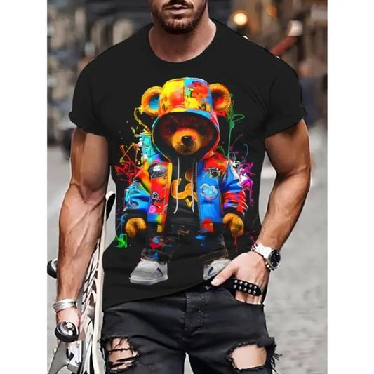 Stylish Bear Print T-Shirt for Men