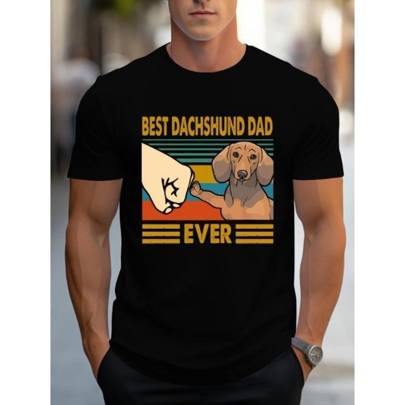 Stylish Dachshund Graphic Tee - Relaxed Fit, Slightly Elastic, Round Neck, Casual Summer and Autumn Wear for Men Made in USA