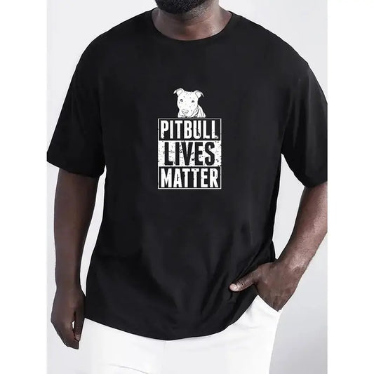 Stylish Pitbull Lives Matter Graphic Tee - Comfy Chic, Vibrant Pattern Print, Summer Outdoor Wear, Relaxed Fit, Mens Clothing, Tops for Men, Unique Gift Idea Made in USA