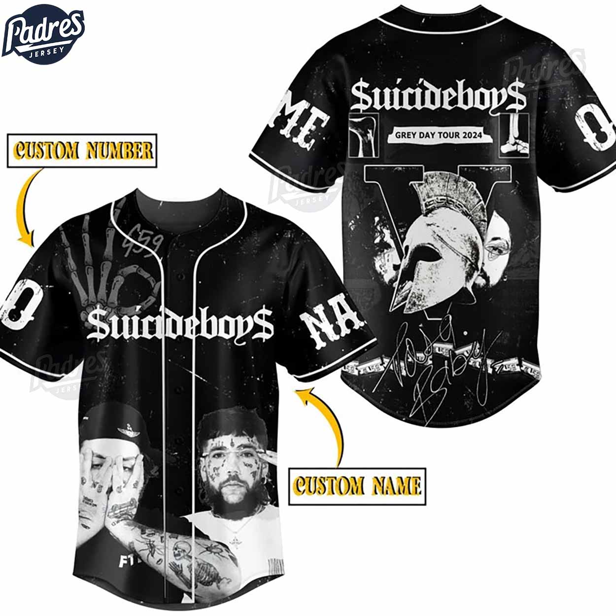 Suicideboys Grey Day Tour 2024 Baseball Jersey - Padres Jersey Oasis: Elevate Your Baseball Style Game