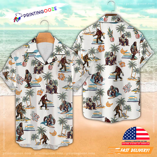 Summer Beach Bigfoot Hawaiian Shirt