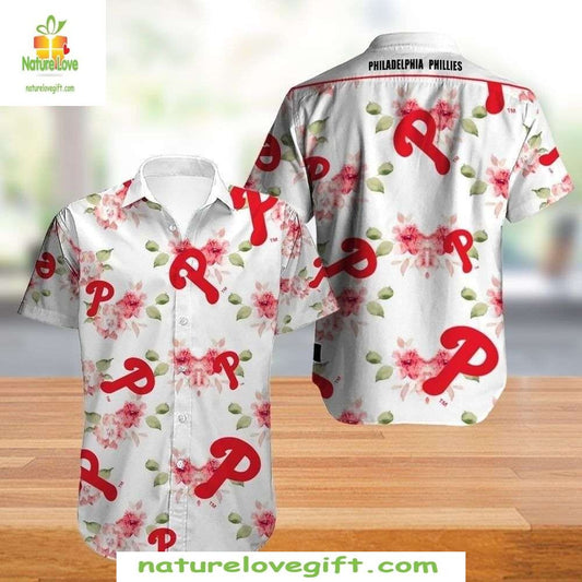 MLB Hawaiian Shirt Summer Bloom Phillies Floral P Logo Baseball Apparel