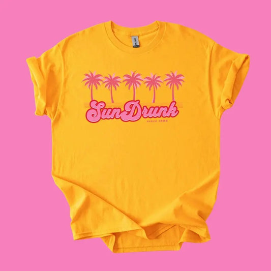 Summer Graphic Tee, Casual Women's Round Neck Tee, Trendy Summer Sun Tees, Funny Summer Tee, Retro Summer Relaxation Tee