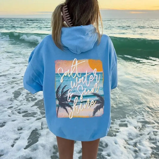 Summer Hoodie Oversized Beach Hoodies Aesthetic Y2K Sweatshirt Ocean Clothes Beach Vacation Hoody Beachy Girl Vibes...