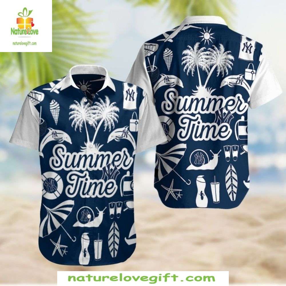 NY Yankees Hawaiian Shirt Summer Tropical Baseball Shirt Stylish MLB Apparel