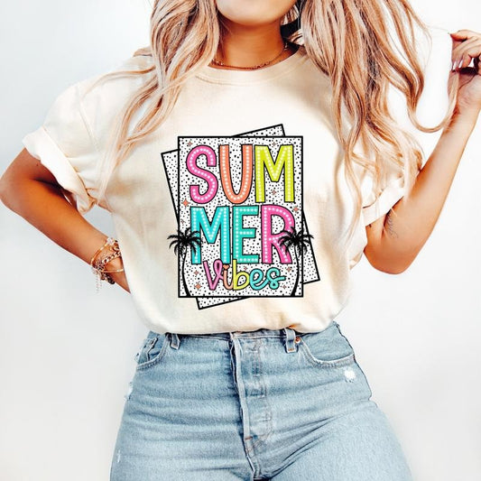 Summer Vibes Dalmatian Dots T-Shirt, Summer Vibes T-Shirt, Bright Doodle, Lake Days T-Shirt, Hello Summer T-Shirt, Beach...